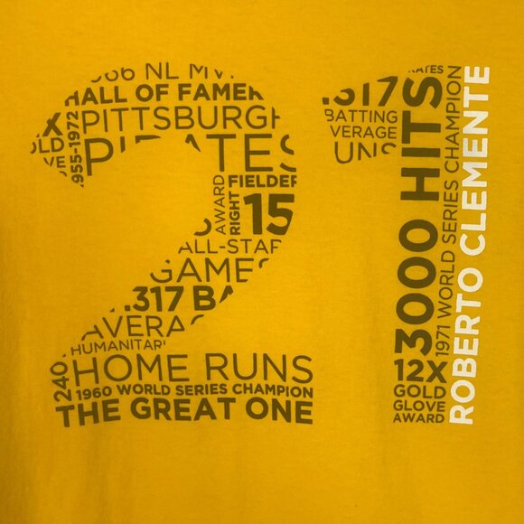 Pittsburgh Pirates Roberto Clemente Tribute Sugardale TShirt Yellow Size Small - Picture 5 of 9